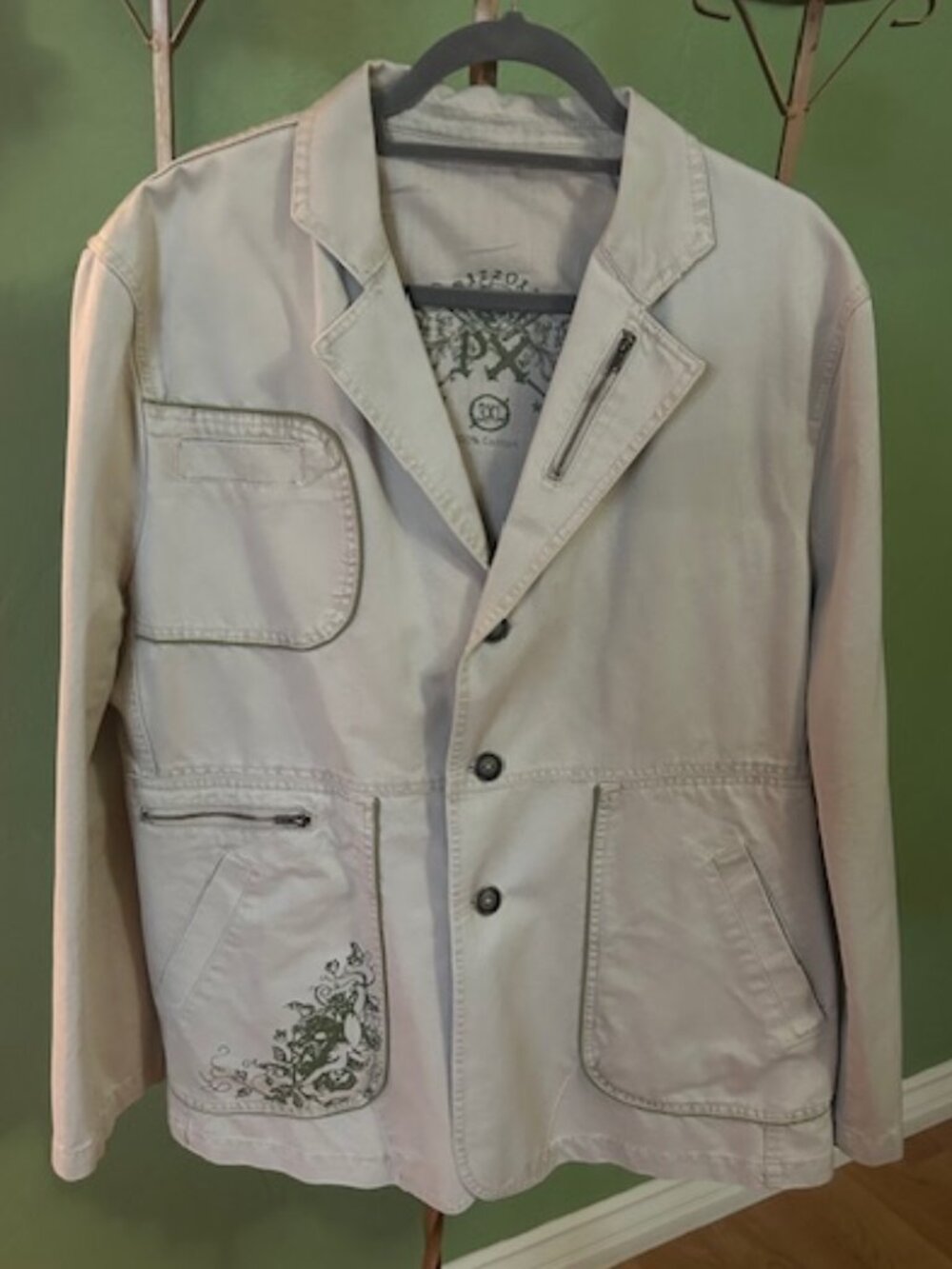 Rizzoli Men’s Utility Jacket – 3XL | Khaki | Graphic Details | Like New